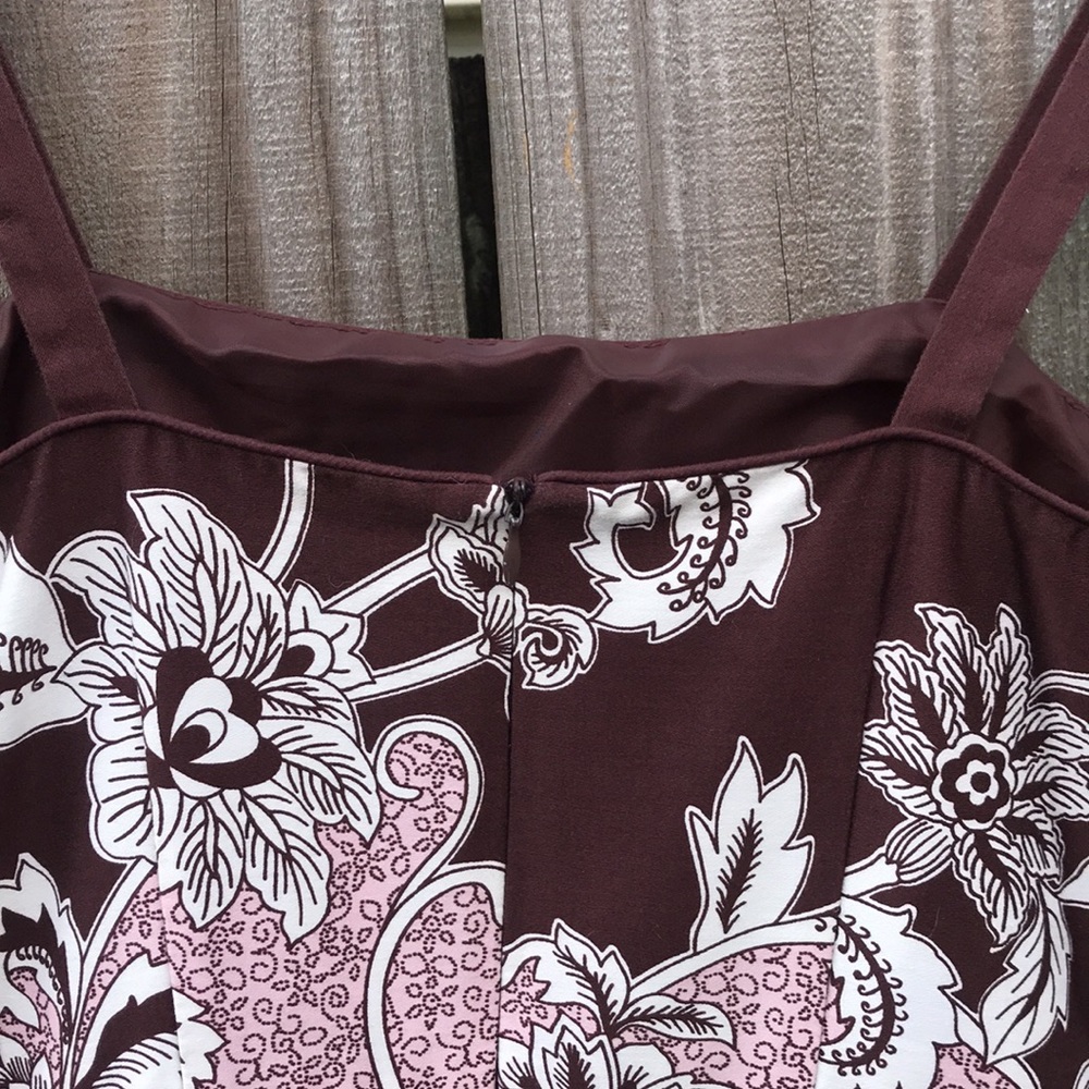 Jessica Howard Pink & Brown Paisley Spaghetti Strapped Sun Dress  - Size 4 - Picture 8 of 9